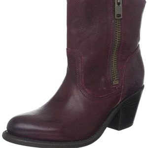 Frye Leslie Zip Heel Bootie Bordeaux